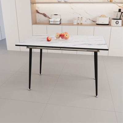 Grimm Faux Wood Extendable Rectangular Dining Table