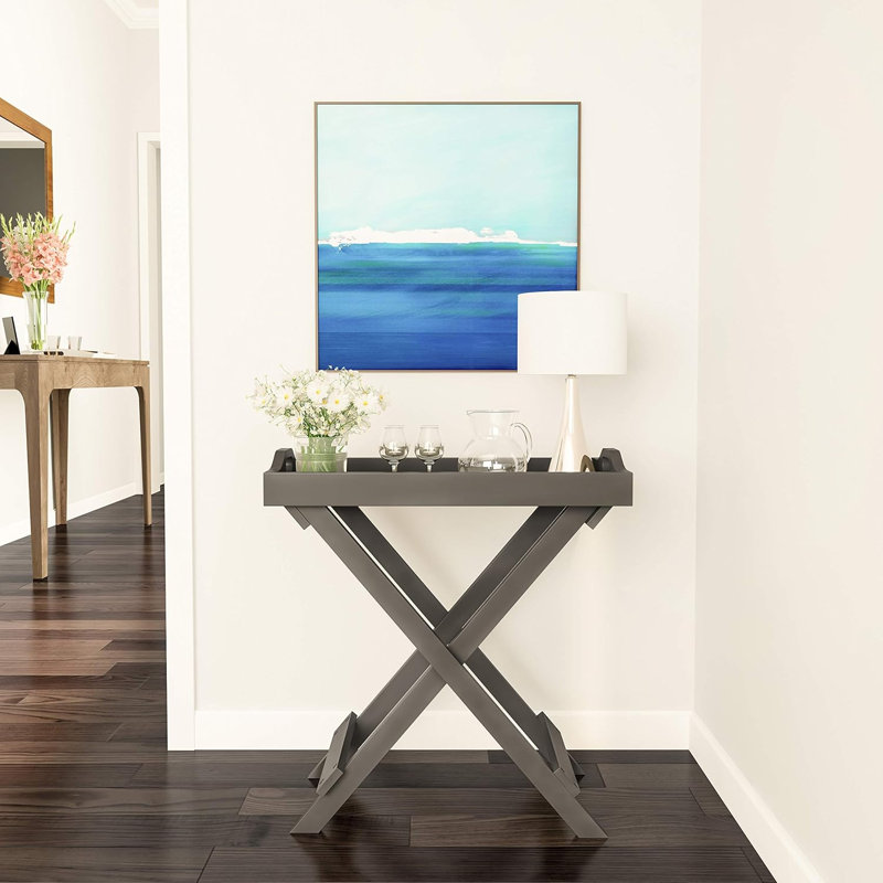 Contemporary Side Table with Removable Tray Top Portable End Furniture, Grey