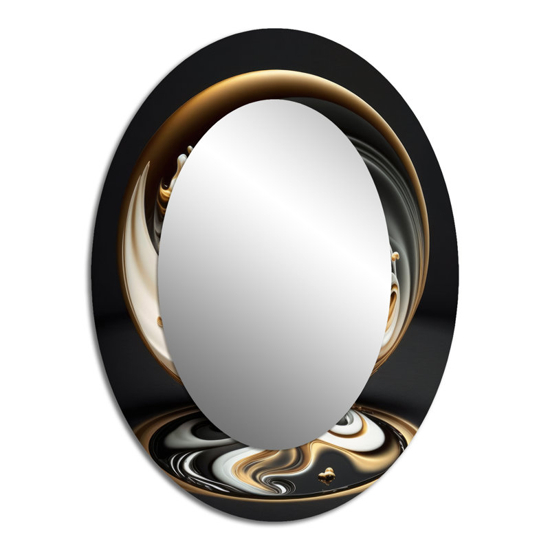 Miroir mural ovale doré et noir, 40 po x 30 po