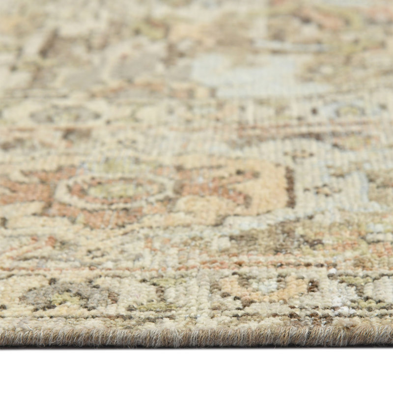 Hand-Knotted Tan Wool 8' x 10' Oriental Area Rug