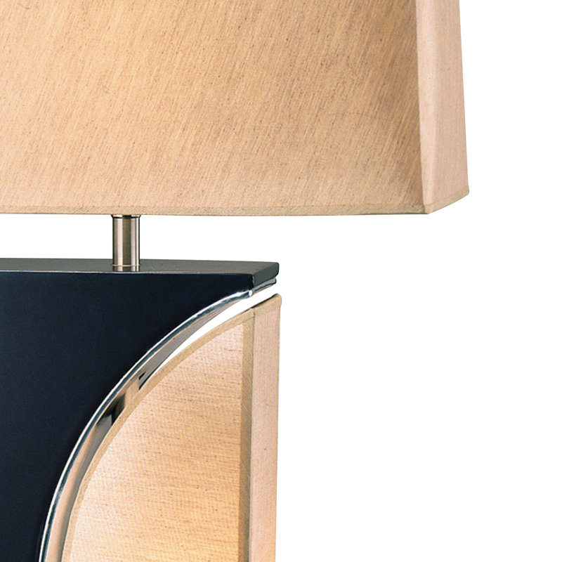 Lampe de table demi-lune avec fonction de veilleuse - Interrupteur rotatif à 4 voies en bois gris anthracite 30 po