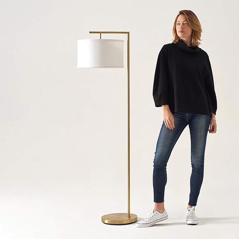 Brightech Montage Modern Floor Lamp, Led Floor Lamp For Living Rooms & Offices - Tall Standing Lamp For Bedroom Reading - Corner Pole Lamp For Contemporary Home Decor - Gold, Antique Brass