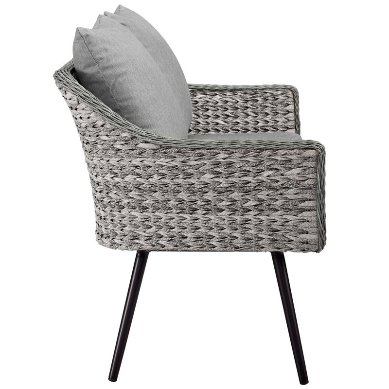 Gray 2-Piece Outdoor Patio Wicker Rattan Loveseat and Armchair Set