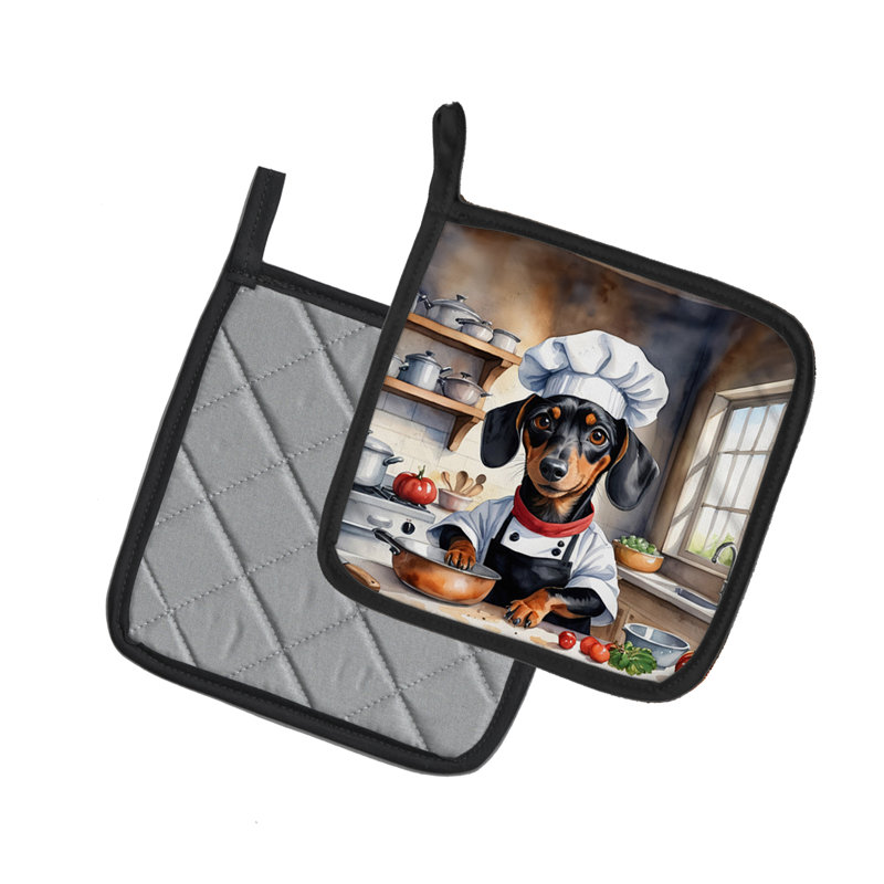 Caroline's Treasures The Dog Chef Polyester Potholder Set