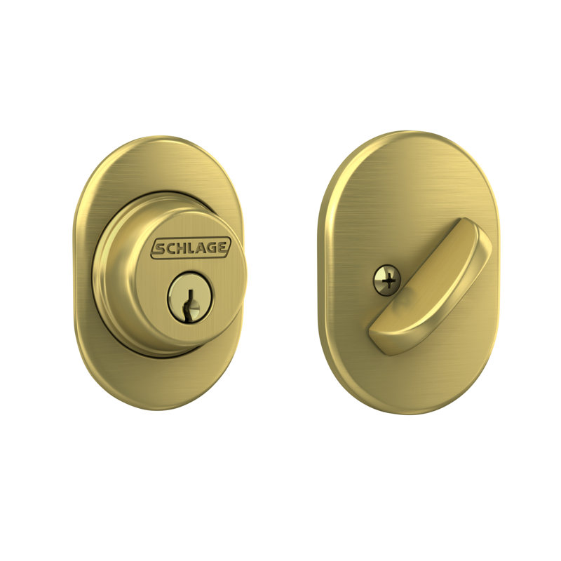 Single Cylinder Deadbolt With Remsen Trim, Satin Brass