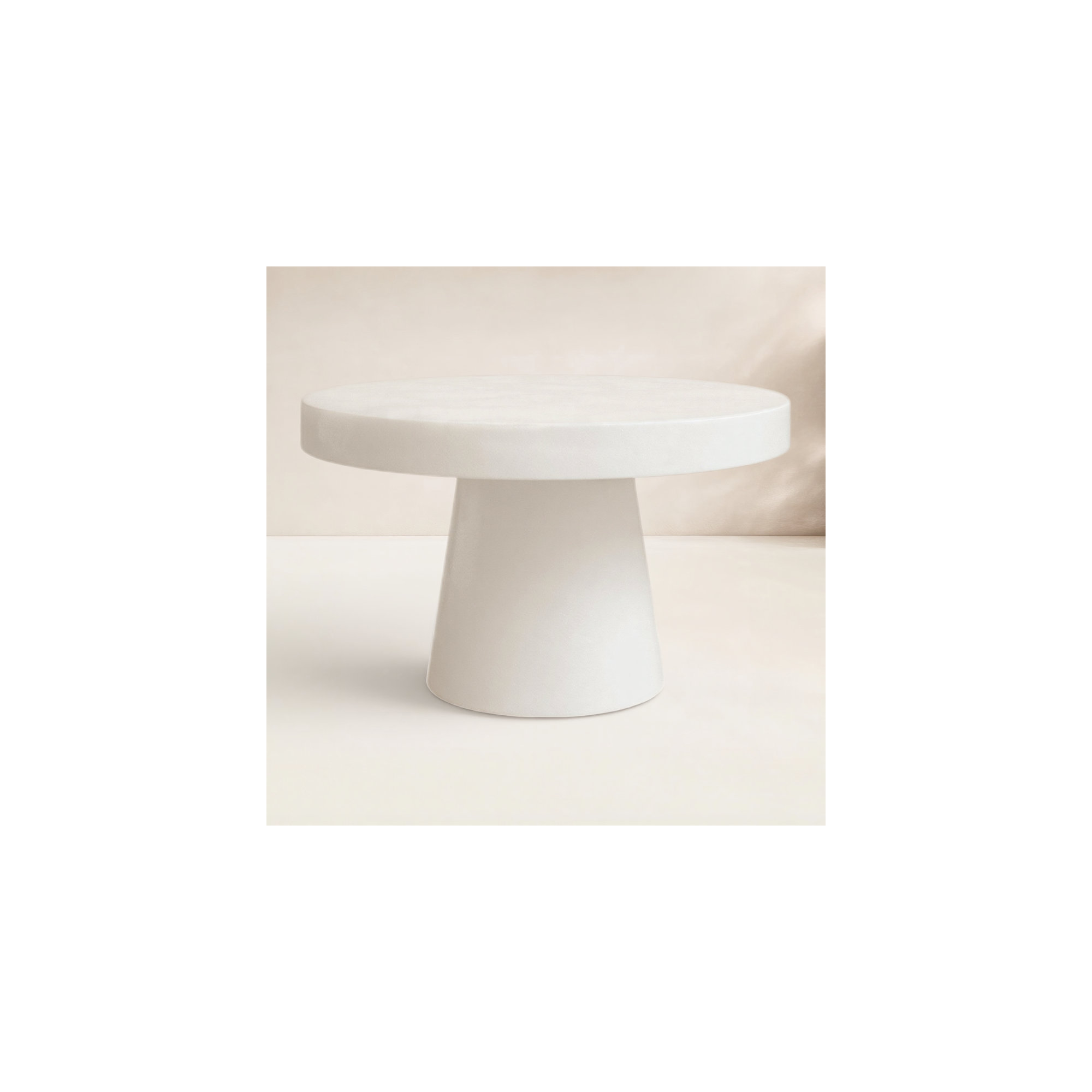 Prevelly Modern Concrete Round Coffee Table, White