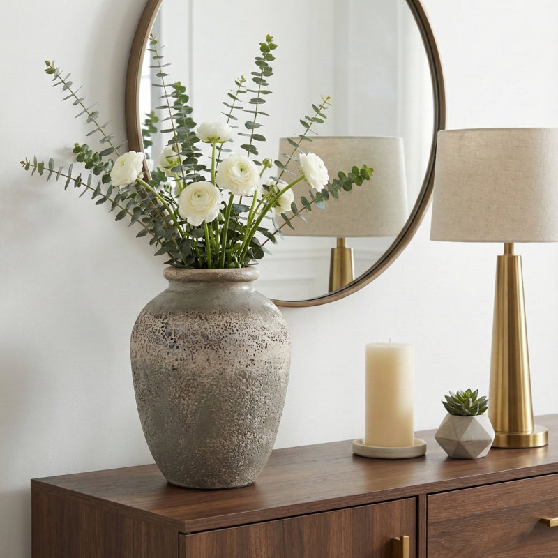 Vase en terre cuite Tiyler Modern, Ivoire ivoire