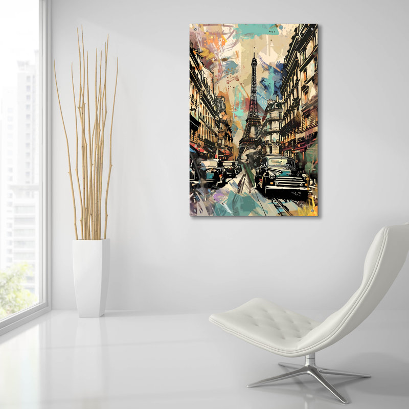 Art mural en verre épique «Paris Vintage» par Andreas Magnusson, H 16 po x l 12 po x P 0,13 po