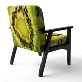 Green Kiwi Seeds And Inside Pattern - Upholstered Contemporary Accent Arm Chair