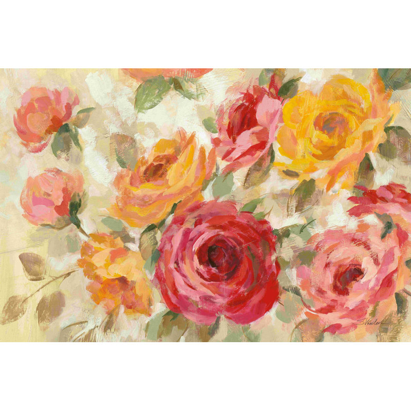 Roses brossées, H 8 po x l 12 po