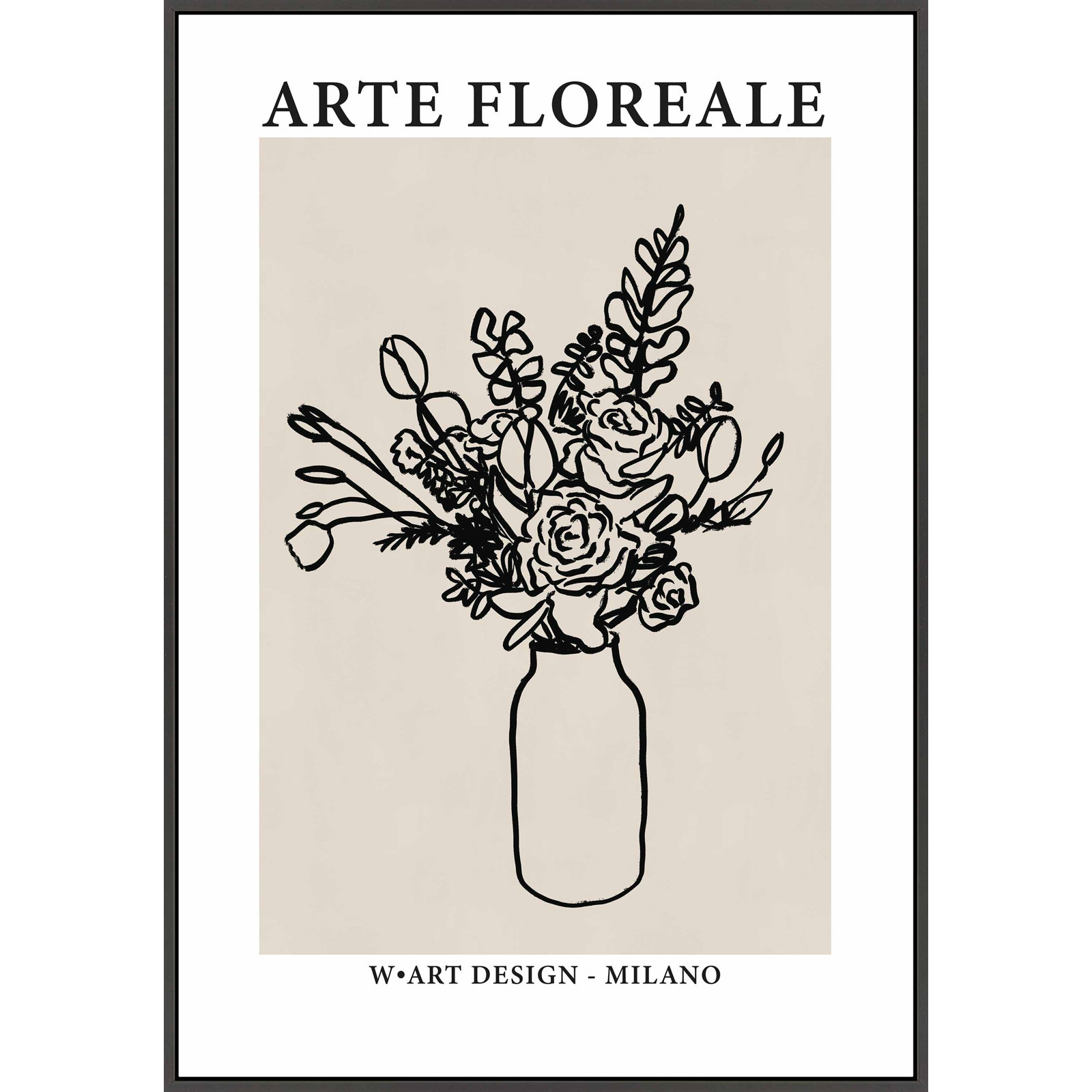 Arte Floreale 2 by Romina Gadler, Black Canvas Framed, 20" H x 14" W