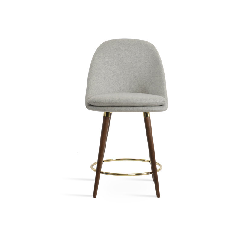Tabouret Avanos DR, Argent, Tabouret de bar (hauteur de siège de 28,7 po), Walnut/Gold