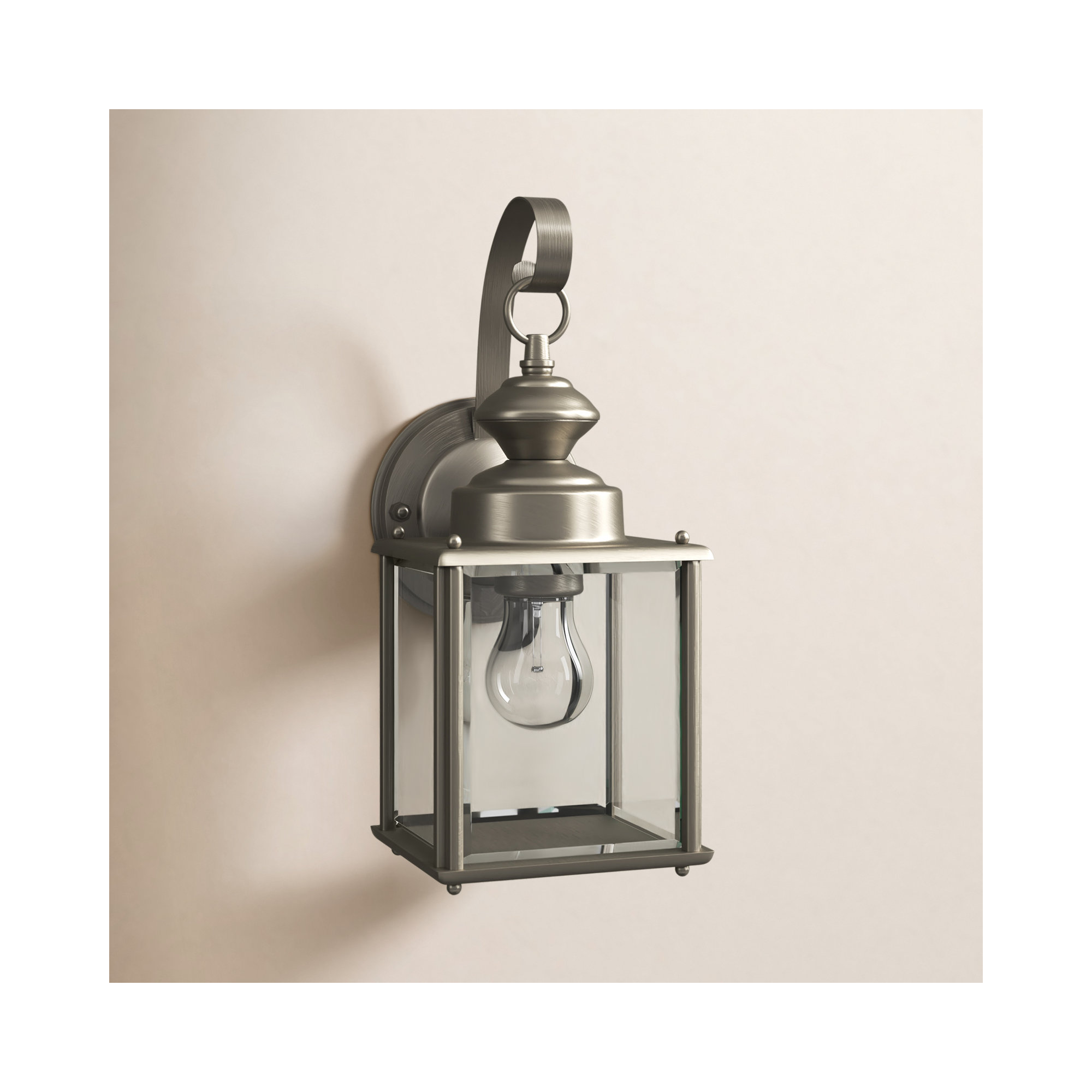 Tiernan Single Light Outdoor Aluminum Wall Light, 12.5"H x 5.25"W x 5.75"D, Antique Brushed Nickel