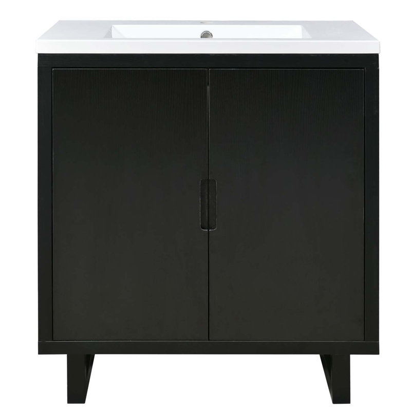 Modern Bathroom Vanity With Sink, Combo Cabinet, Bathroom Storage Cabinet With Wood Frame, Black