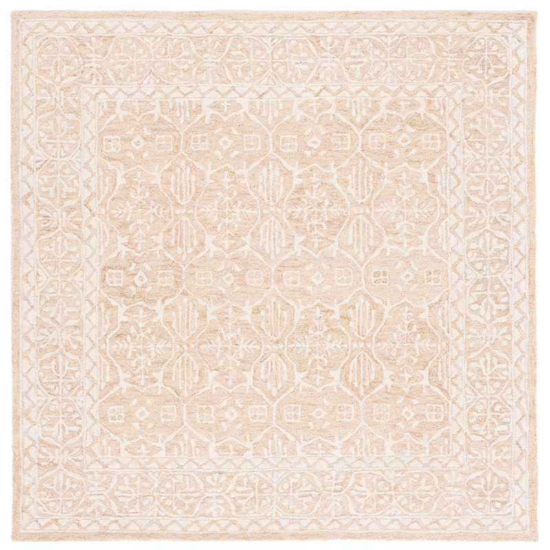 Pezanetti Hand Tufted Wool And Cotton With Latex Geometric Rug, Square 6'