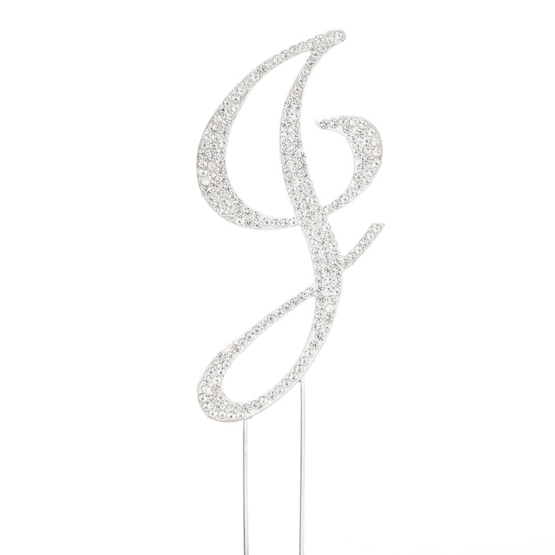 Surmatelas à gâteau "j" rhinestone, Argent