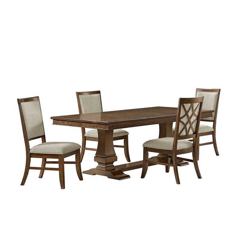 Ensemble de salle à manger 5 pièces à hauteur standard en cerisier avec quatre chaises Silcox, 5 pièces: table, 4 chaises