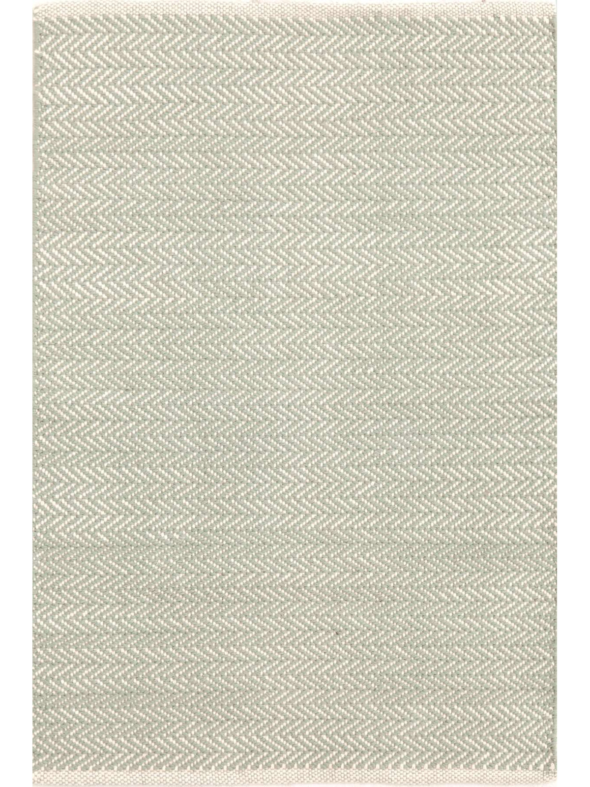 Herringbone Swedish Blue Hand-Woven Cotton Rug, Ocean, Rectangle 2' x 3'