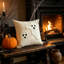 Housse de coussin décorative d'Halloween avec un joli fantôme, en polyester, pour canapé, chambre, salon ou décoration de fête à la maison.-570790120