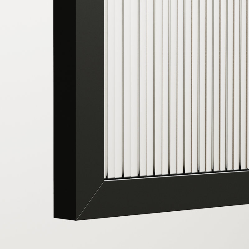 Écran de douche à cadre fixe de l 34 po x H 74 po avec verre de 3/8 po Meridian, Noir mat cannelé