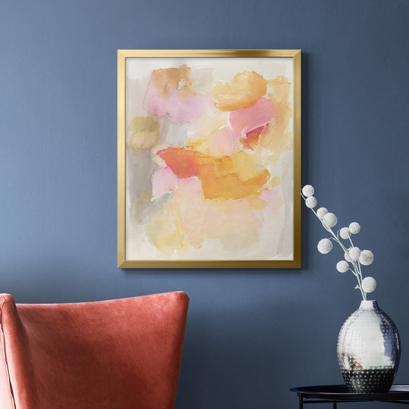 «Warm Petals I», toile encadrée de qualité supérieure - prête à être accrochée, Or, H 24 po x l 20 po