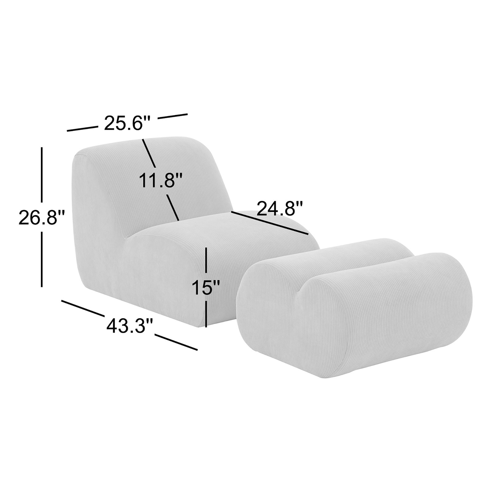 Sal Pine Slipper Chair with Ottoman