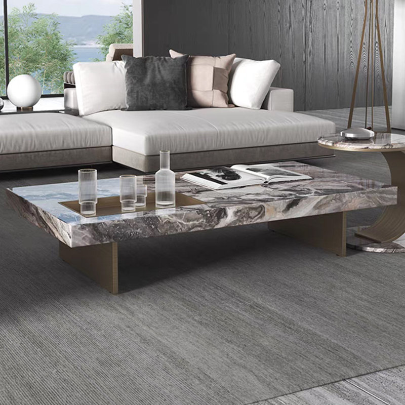 Light luxury natural marble coffee table, 12.59" H x 59.05" L x 31.49" W