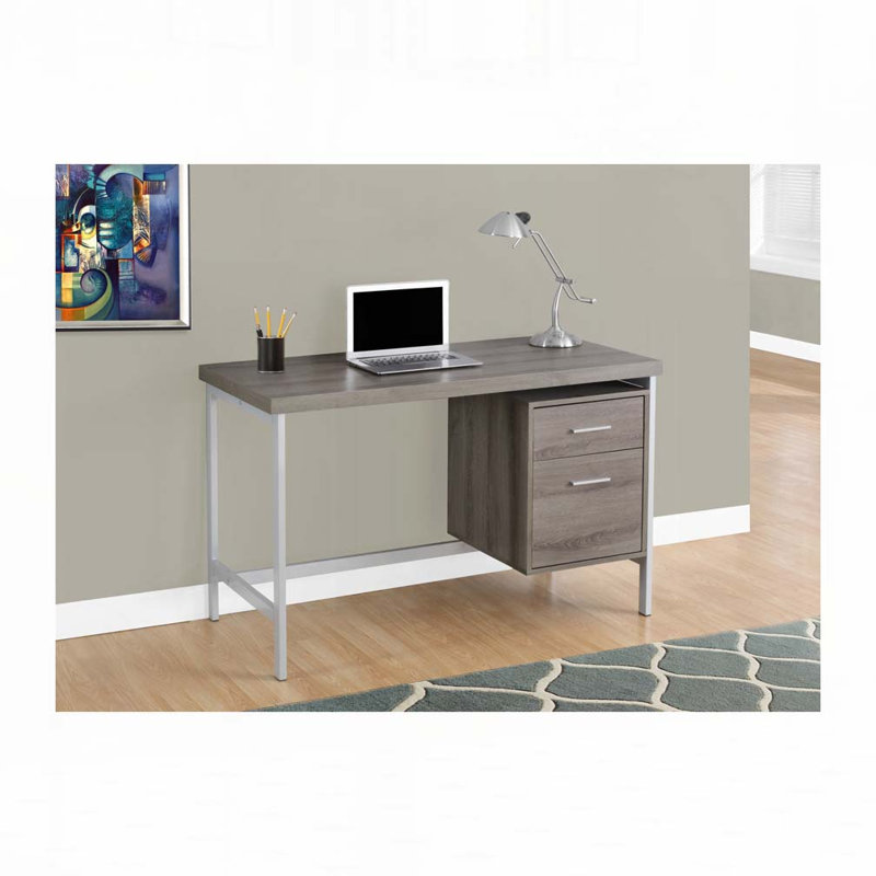 Bureau d'ordinateur à domicile avec tiroirs de rangement, Gris / Blanc