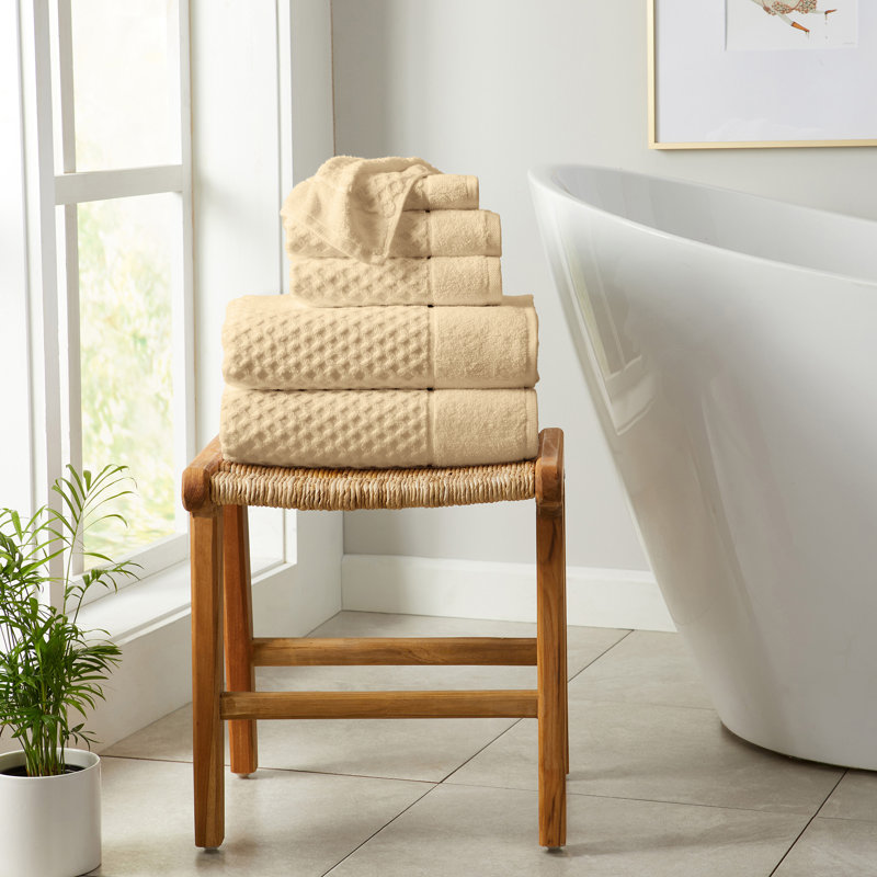 Ensemble de serviettes 100% coton ultra doux et absorbant, Beige, Ensemble de serviettes 6 pièces
