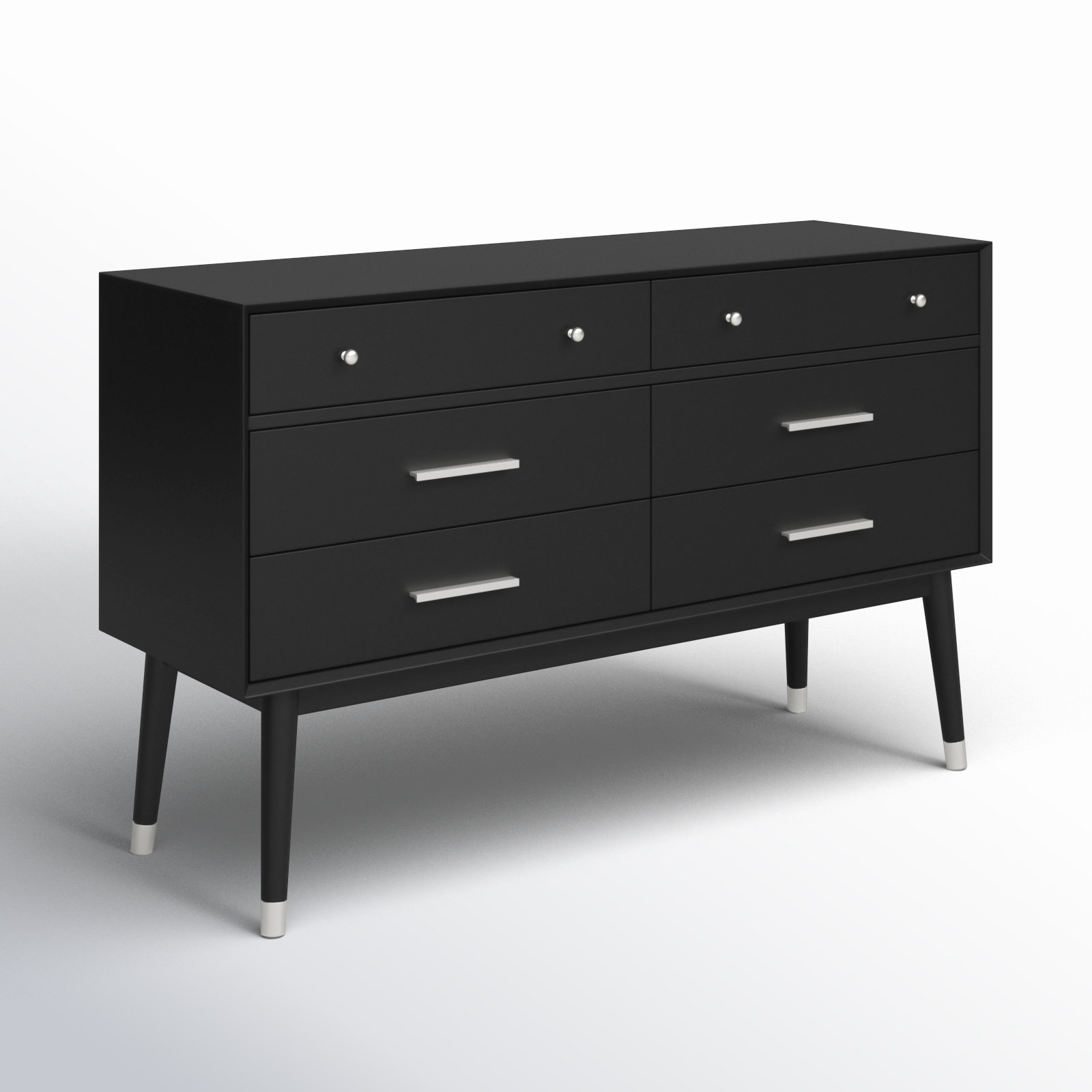 Samuel 6 - Drawer Double Dresser, Black/Silver
