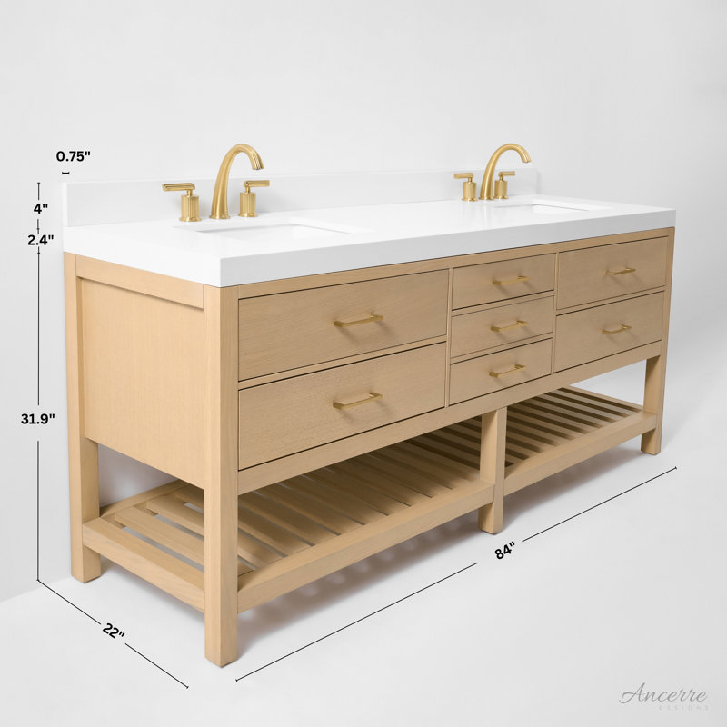 Elizabeth 84" Freestanding Standard Double Bathroom Vanity with Top