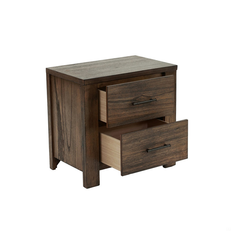 Table de chevet en bois avec 2 tiroirs