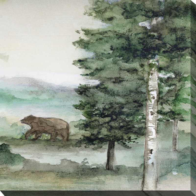 Bear Mountain par Nan - Peinture, L 18 po x H 18 po, Toile tendue