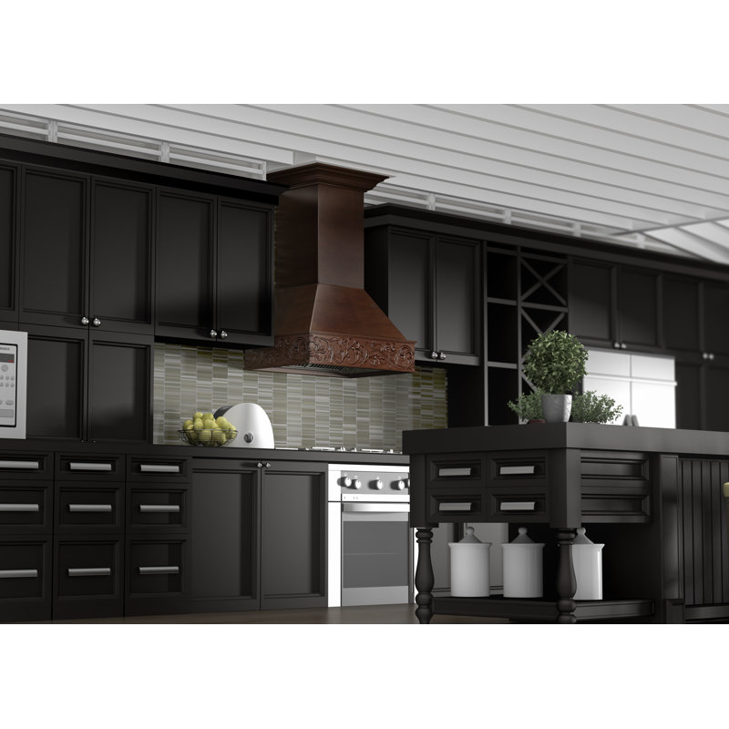 30" Wood 400 CFM Convertible Wall Mount Range Hood, Walnut