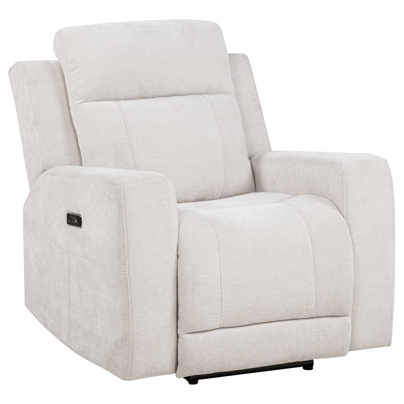 Kennett Chenille Upholstered Power Recliner Chair Ivory, Ivory