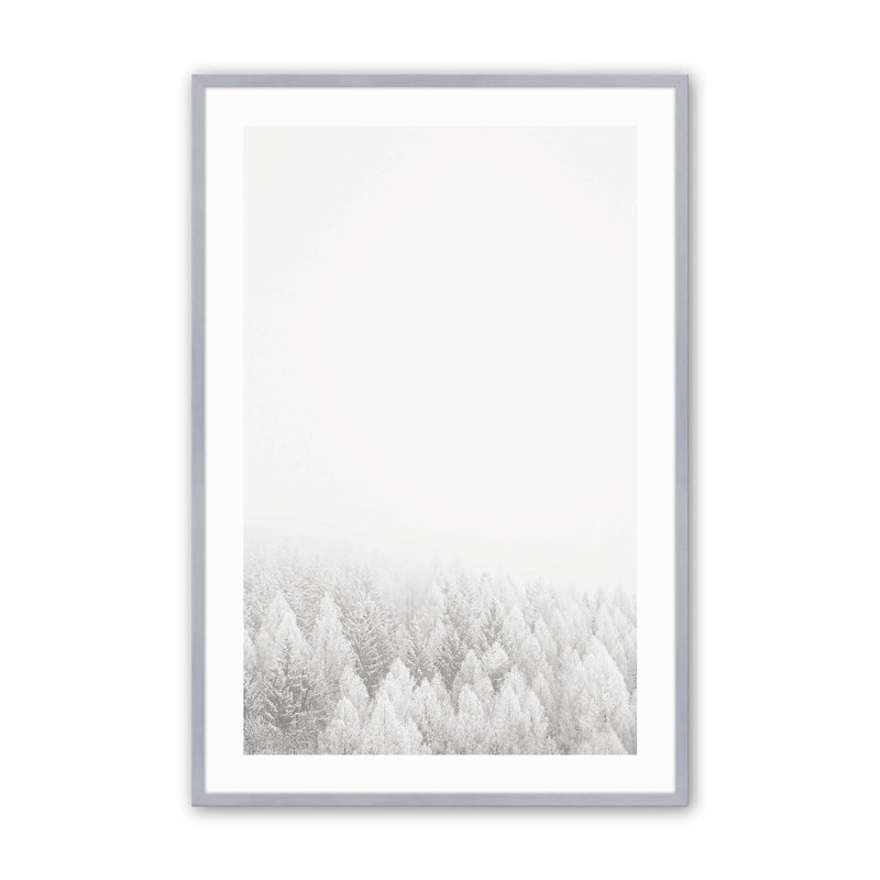 Impression de couverture d'hiver, dans un cadre,, Cadre en chrome poli, H 17,25 po x l 13,25 po x P 1,25 po