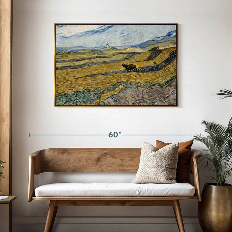 Enclosed Field With Ploughman, Floating Frame Gold, 43" X 29"