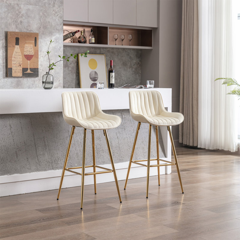 Set Of 2 Bar Stools, Bar Stool (30" Seat Height), Cream