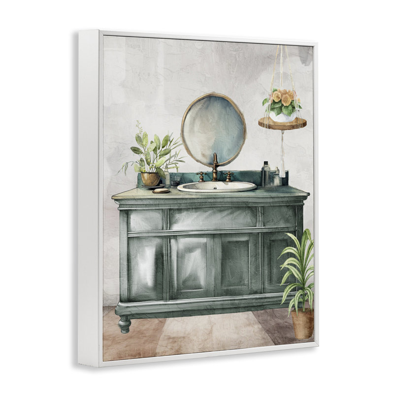 «Bath Greens Botanical Vanity», estampe numérique, conception de Kim Allen, H 20 po x l 16 po