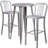 Drumfane 30'' Round Metal Indoor-Outdoor Bar Table Set with 2 Vertical Slat Back Stools-33651161-68072876