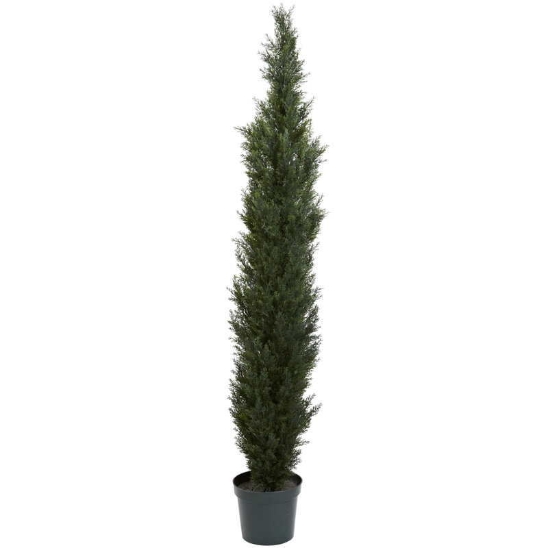 Faux Cedar Tree in Planter, 84" H x 26" W x 26" D