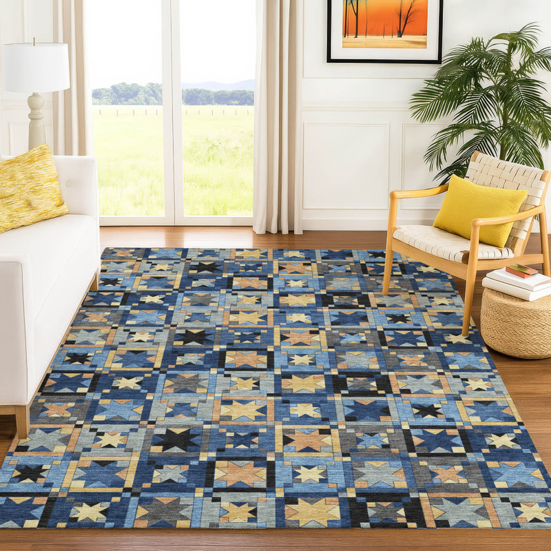 Tapis intérieur / extérieur lavable à la machine Chantille ACN2553, Marine, 3 pi x 5 pi