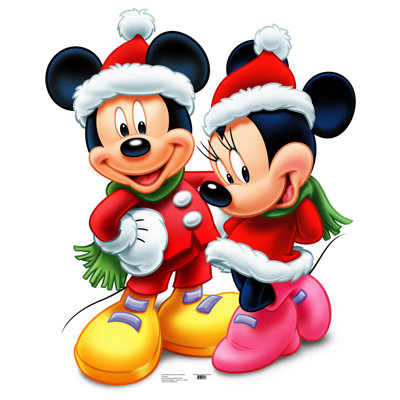 Mickey et Minnie en carton de Noël grandeur nature