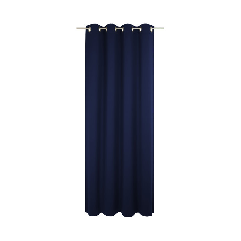 Newbury 67% Polyester And 33% Cotton Room Darkening Single Curtain Panel, 130cm Width x 295cm Drop, Midnight Blue