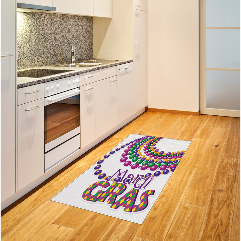 Tapis décoratif en fibres de polyester à haute densité Mardi Gras, Rectangle 2 pi 7 po x 5 pi