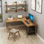 Brown L-Shaped Solid Wood Desks-108124609
