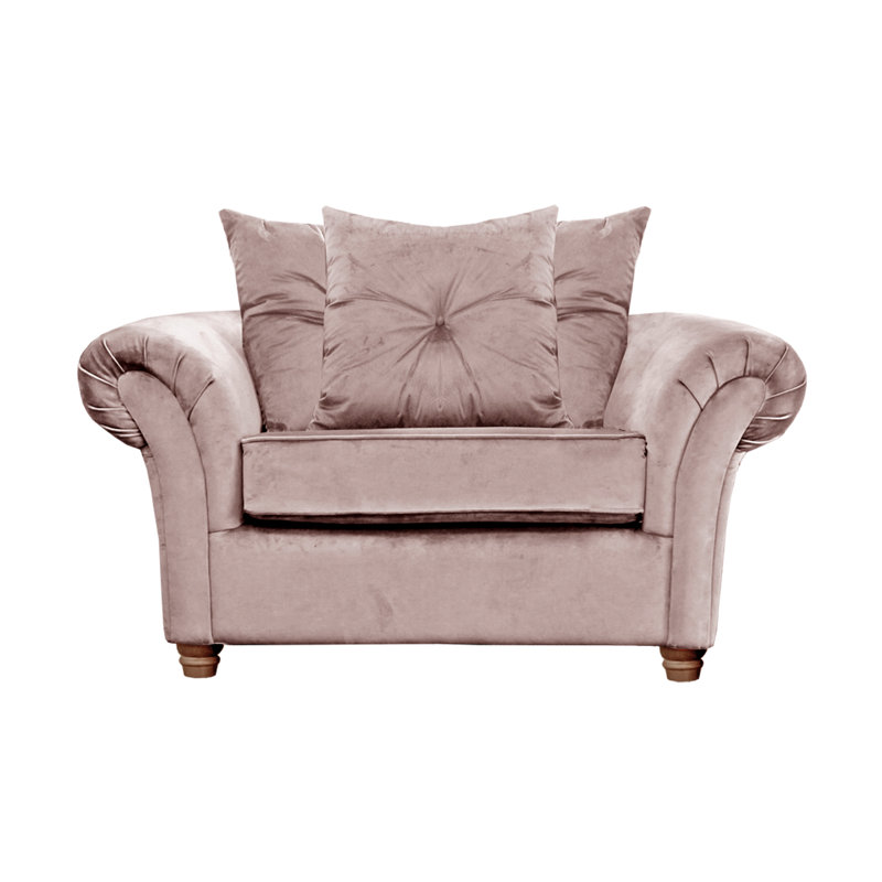 Lila 135cm W Velvet Rolled Arms Loveseat, Dusky Pink