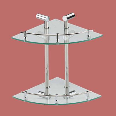 Monique 2 Piece Glass Corner Shelf with Towel Bar