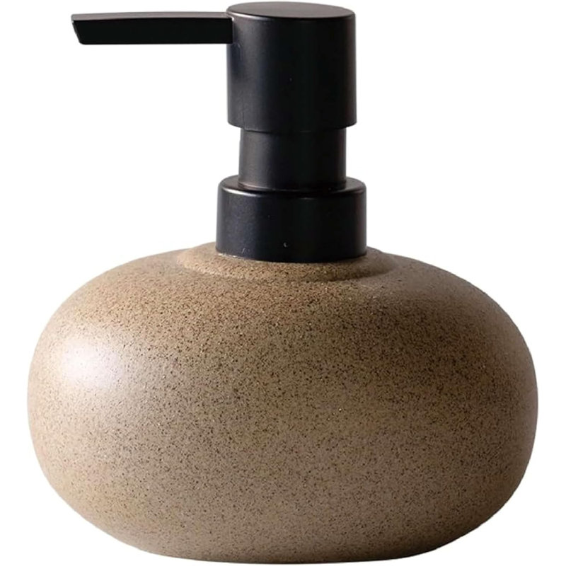 Distributeur de savon en céramique 300 ml, flacon pompe liquide Japandi Wabi-Sabi pour salle de bain, cuisine et comptoir