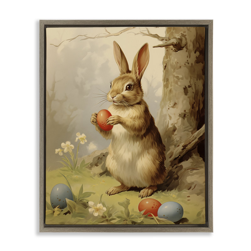 Lapin de Pâques dans la nature, art mural sur toile flottante, design par Arlington Prints, H 31 po x l 25 po